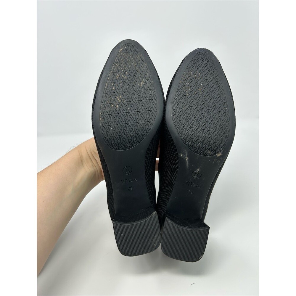 VIVAIA Womens Pumps Black Knit Pointed Toe Chunky Block Heel Slip-On Size 39 - Picture 9 of 13
